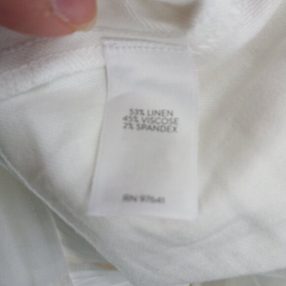 J Jill Linen Stretch White Side Zip Ankle Tapered Pants Size L Button Ankle - Picture 11 of 11